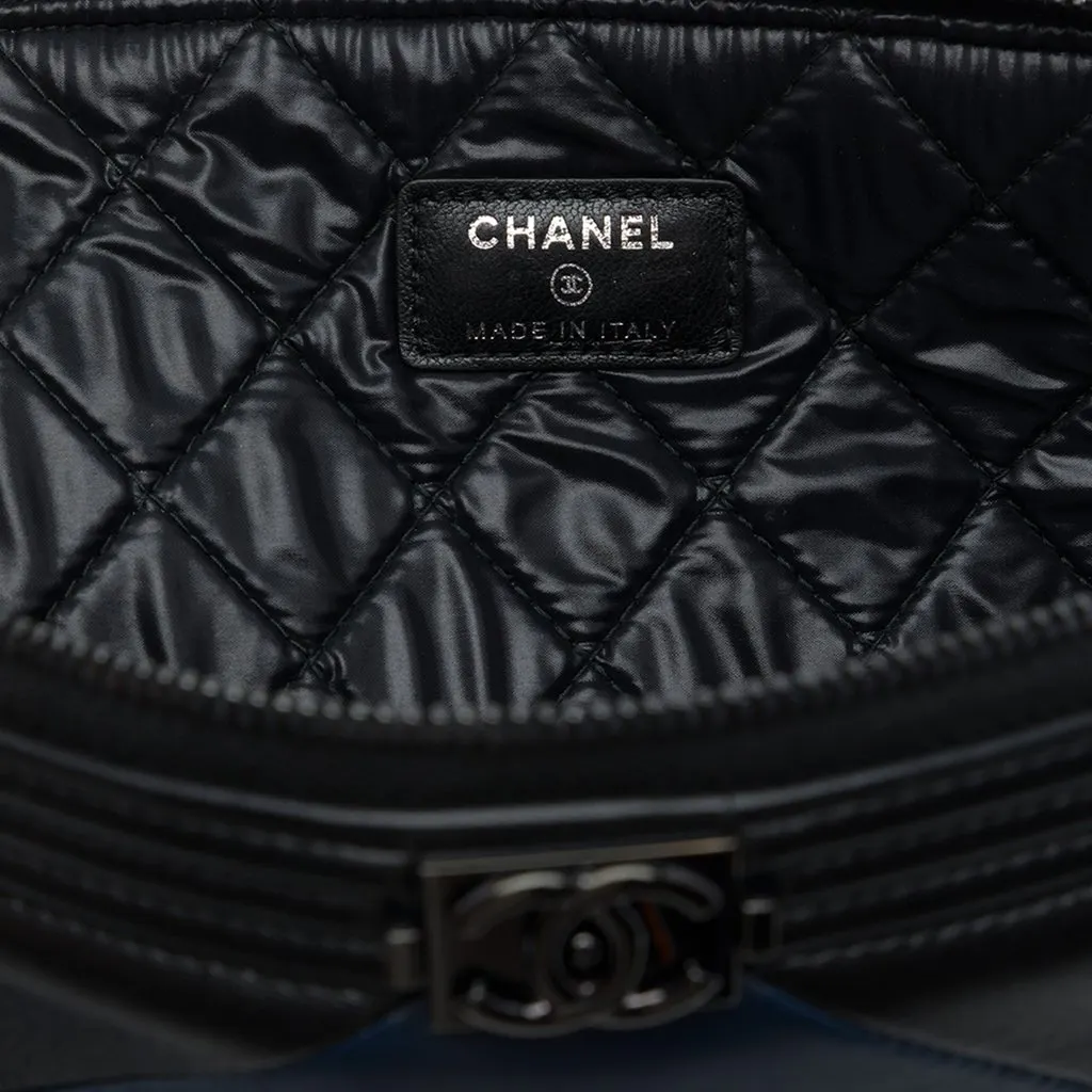 Chanel Large Bicolor Lambskin Boy O Case Clutch Blue Leather Very good - Box View