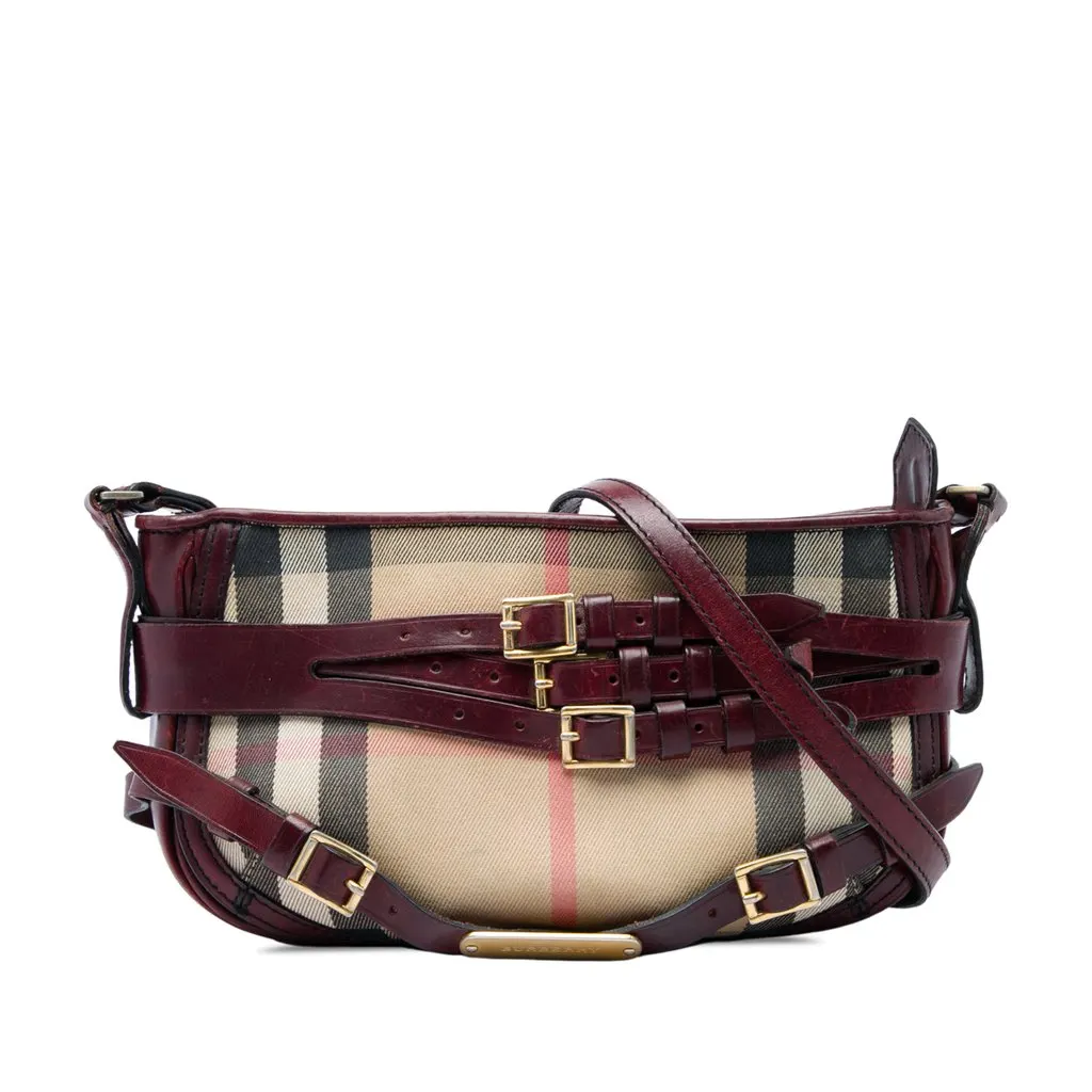 Burberry House Check Canvas Bridle Langford Crossbody Brown Very good - Front View