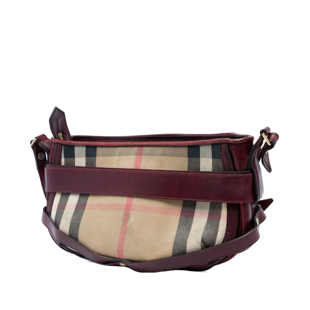 Burberry House Check Canvas Bridle Langford Crossbody Brown Very good - Back View