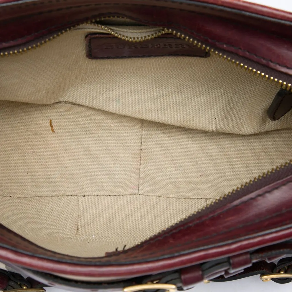 Burberry House Check Canvas Bridle Langford Crossbody Brown Very good - Model View