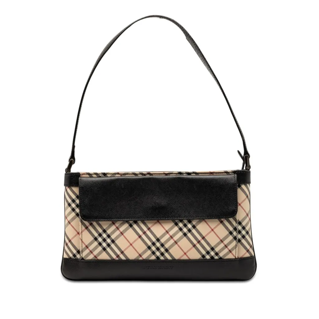 Burberry Nova Check Canvas Shoulder Bag Beige Very good - Front View