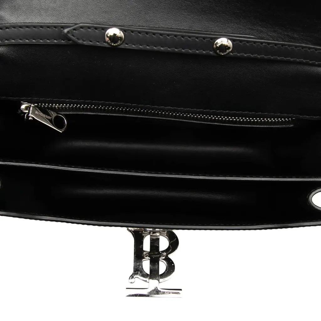 Burberry Small Smooth Calfskin Bambi TB Crossbody Black Leather Very good - Model View