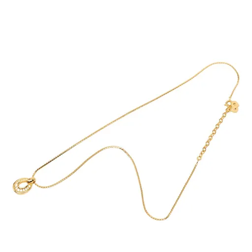 Dior ذهبي مطلية و Strass Oval تعليقة قلادة