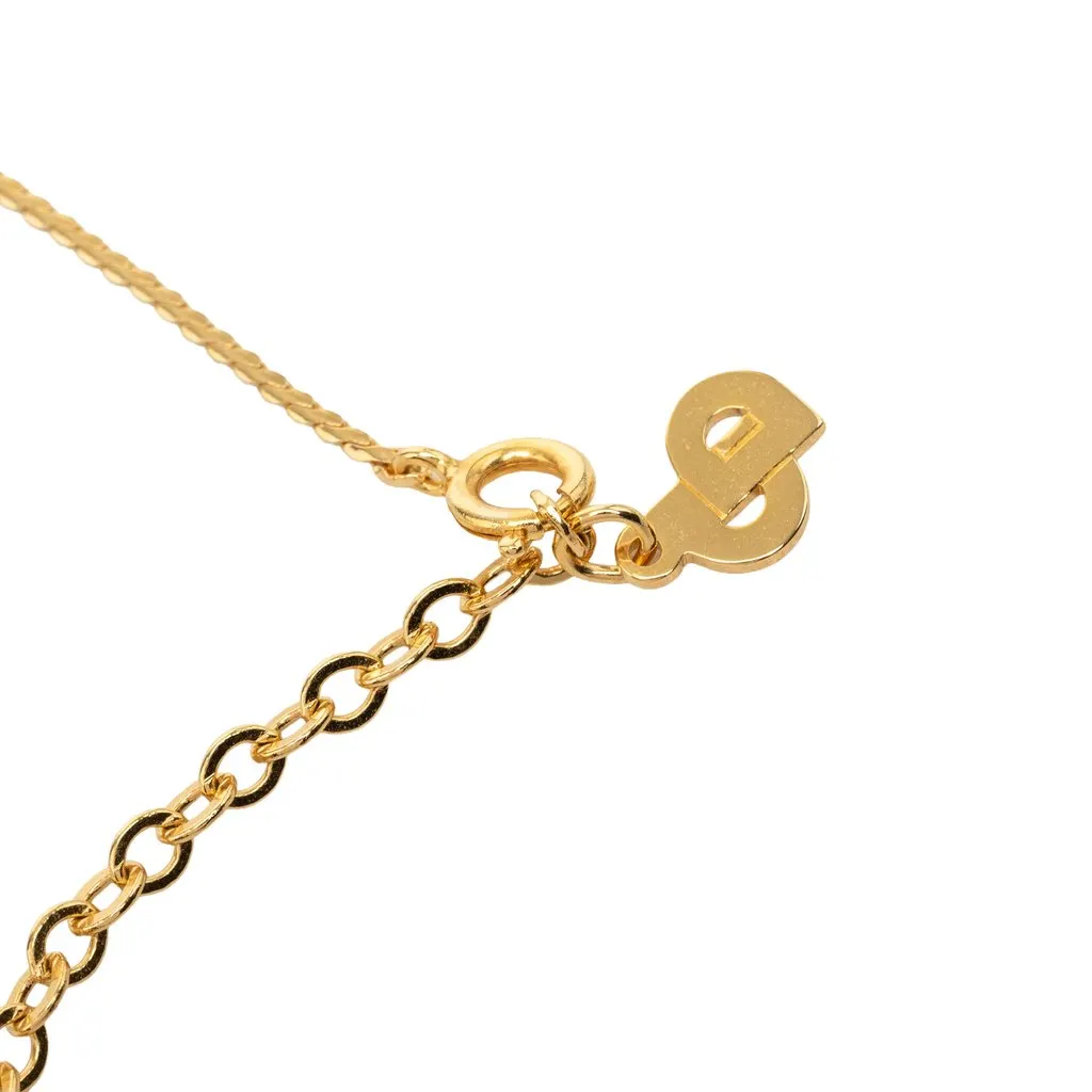 Dior Gold Plated and Strass Oval Pendant Necklace Gold Metal Very good - Box View
