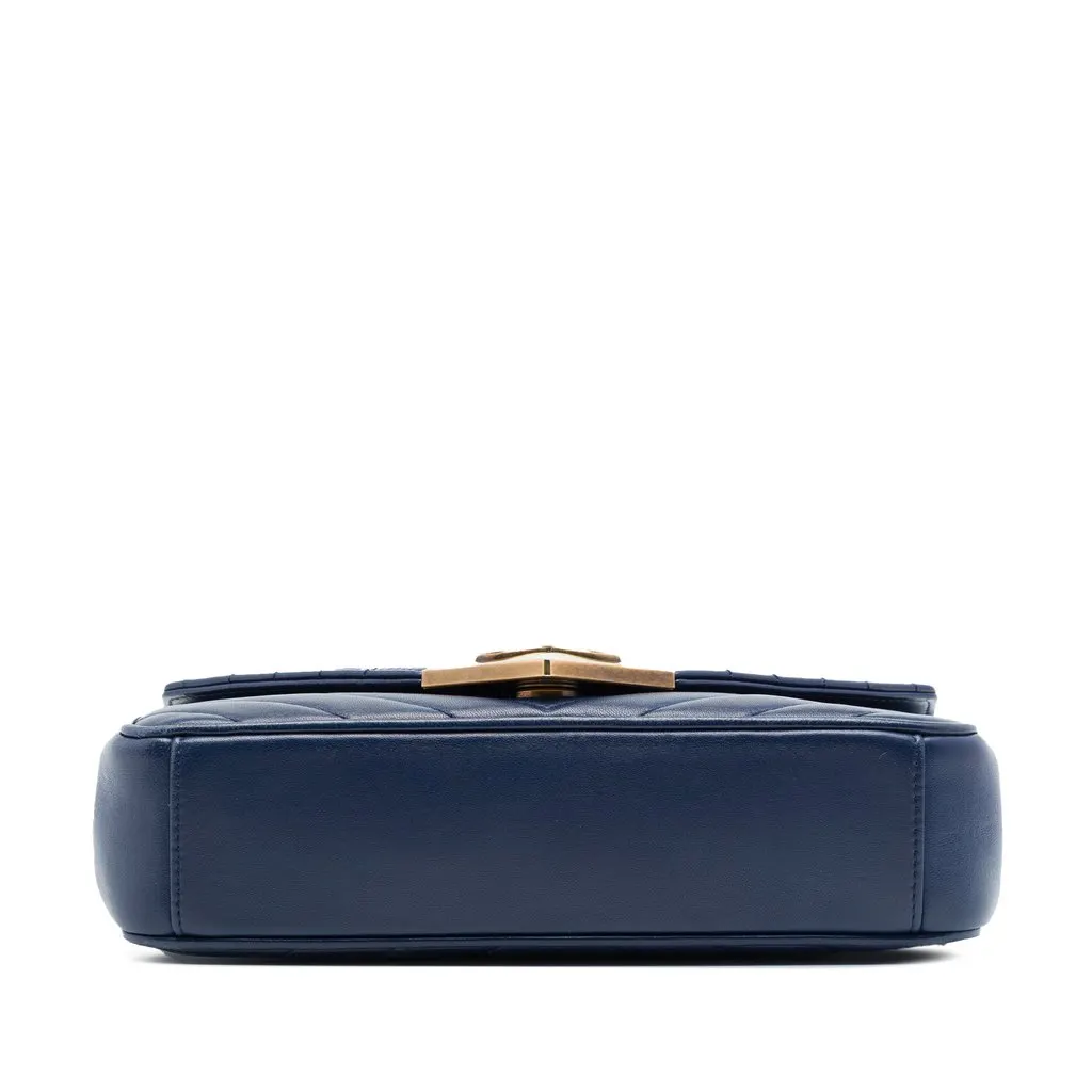 Chanel Chevron Lambskin Pyramid CC Flap Blue Leather Very good - Inside View