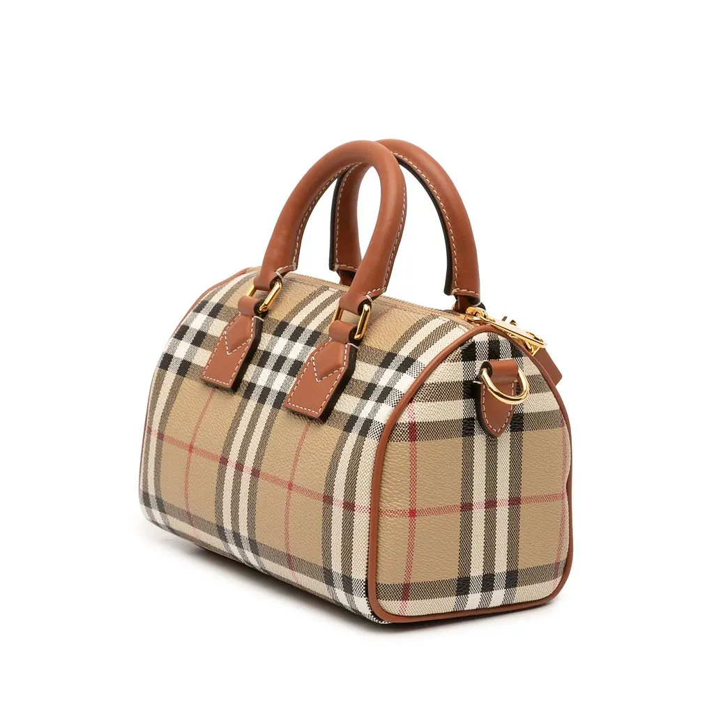 Burberry Mini House Check Coated Canvas Bowling Bag Brown Canvas Very good - Back View