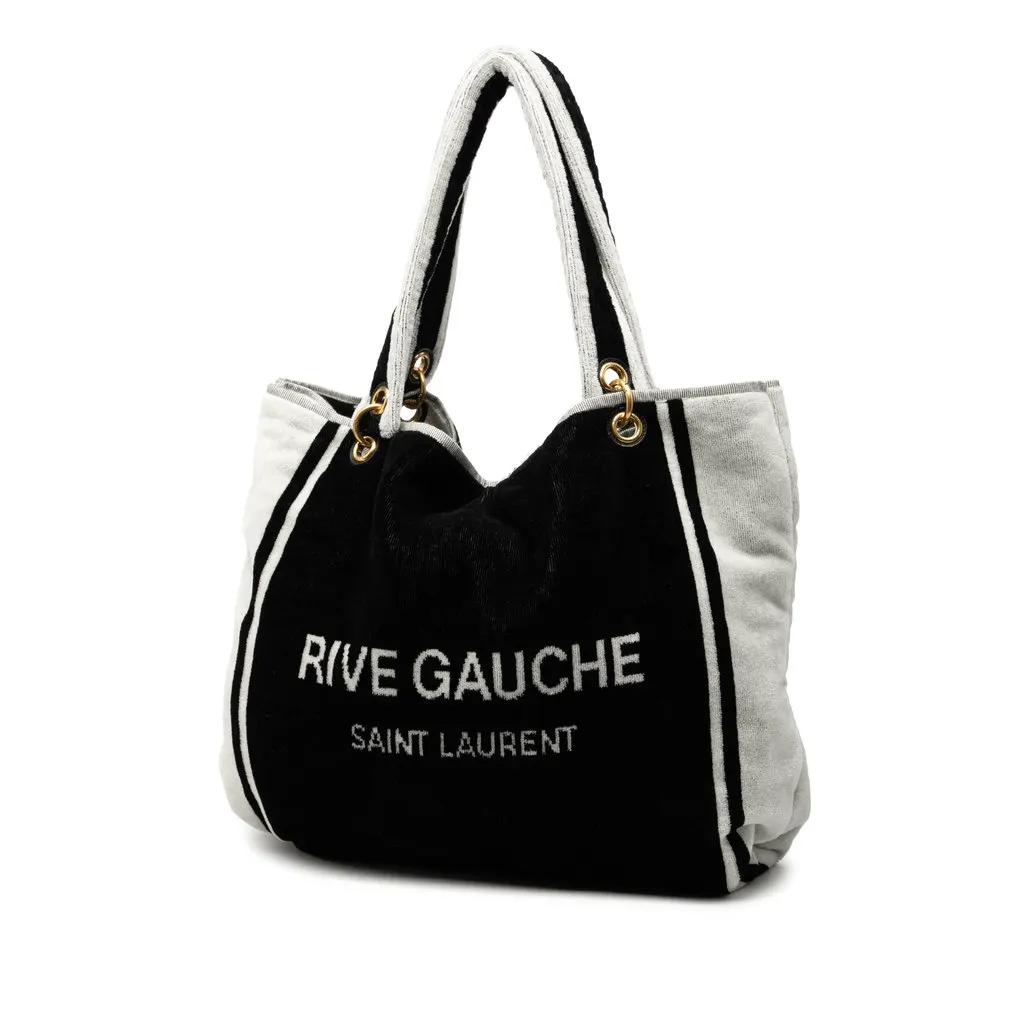 Saint Laurent Terry Cloth Rive Gauche Tote Black Very good - Back View