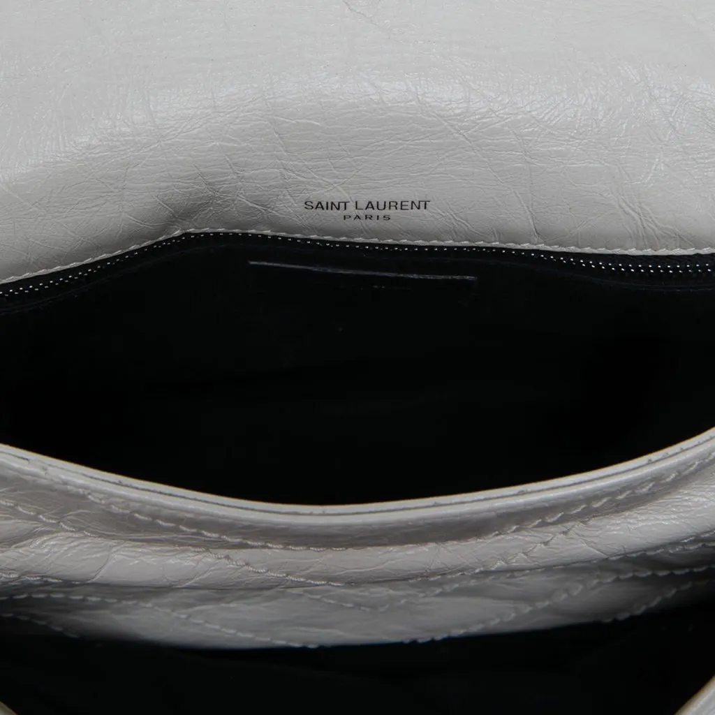 Saint Laurent Medium Crinkled Calfskin Niki White Leather Good - Model View