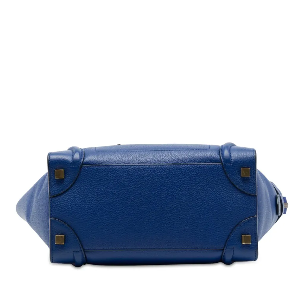 Celine Micro Drummed Calfskin Luggage Tote Blue Leather Very good - Inside View