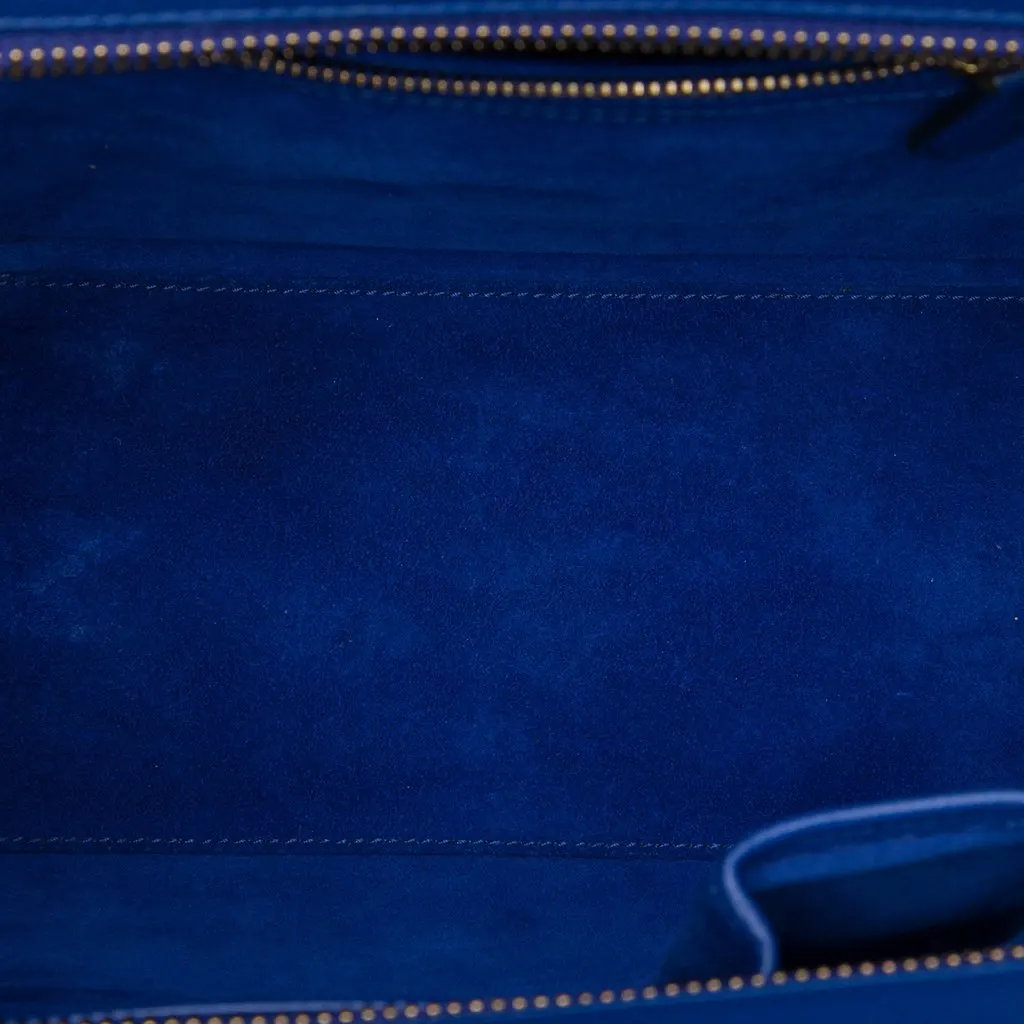 Celine Micro Drummed Calfskin Luggage Tote Blue Leather Very good - Model View