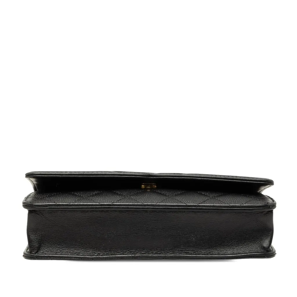 Chanel Caviar CC Filigree Wallet On Chain Black Leather Very good - Inside View