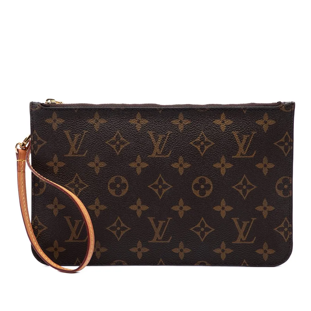 Louis Vuitton Monogram Neverfull MM Pouch Brown Canvas Very good - Front View