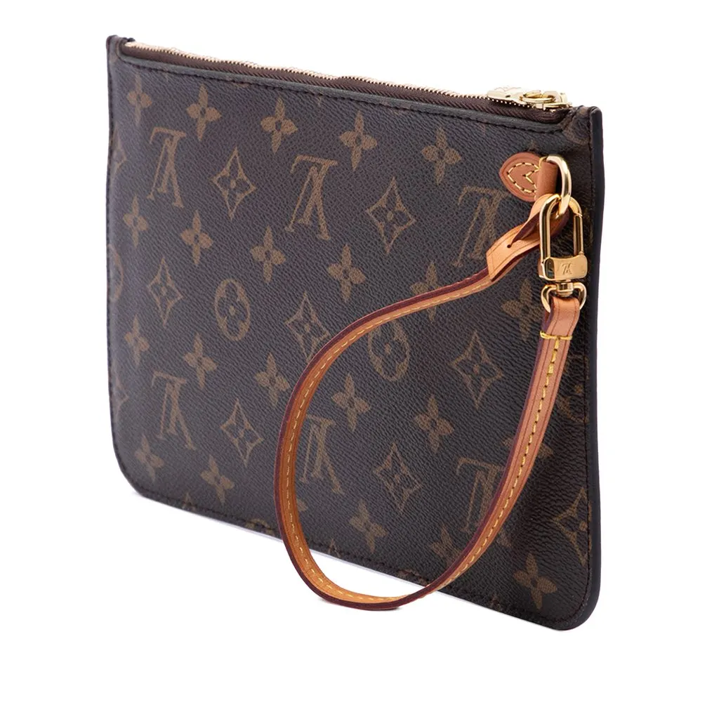 Louis Vuitton Monogram Neverfull MM Pouch Brown Canvas Very good - Back View