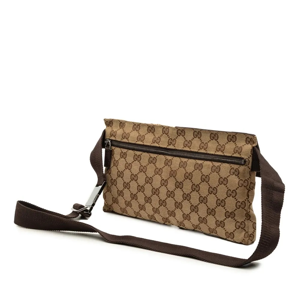Gucci GG Canvas Double Pocket Belt Bag Beige Very good - Back View