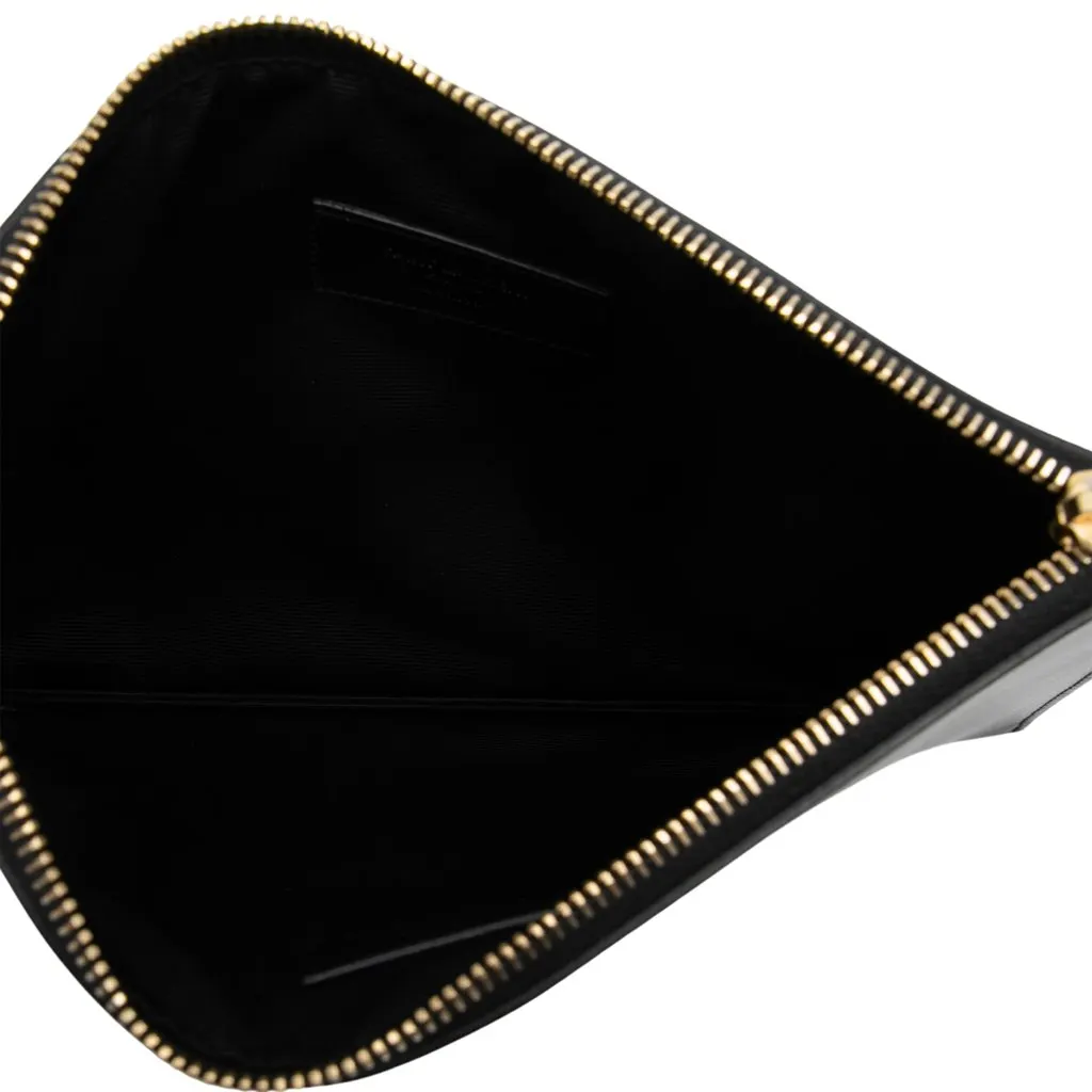 Saint Laurent Leather Zip Clutch Black Leather Very good - Model View