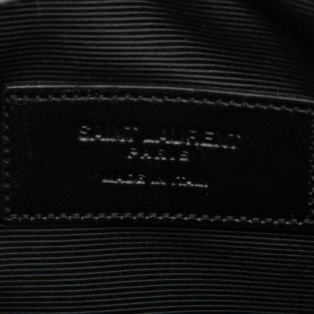 Saint Laurent Leather Zip Clutch Black Leather Very good - Box View