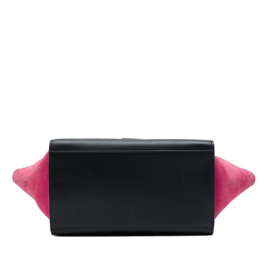 Celine Small Tricolor Calfskin and Suede Trapeze Satchel Black Leather Good - Inside View