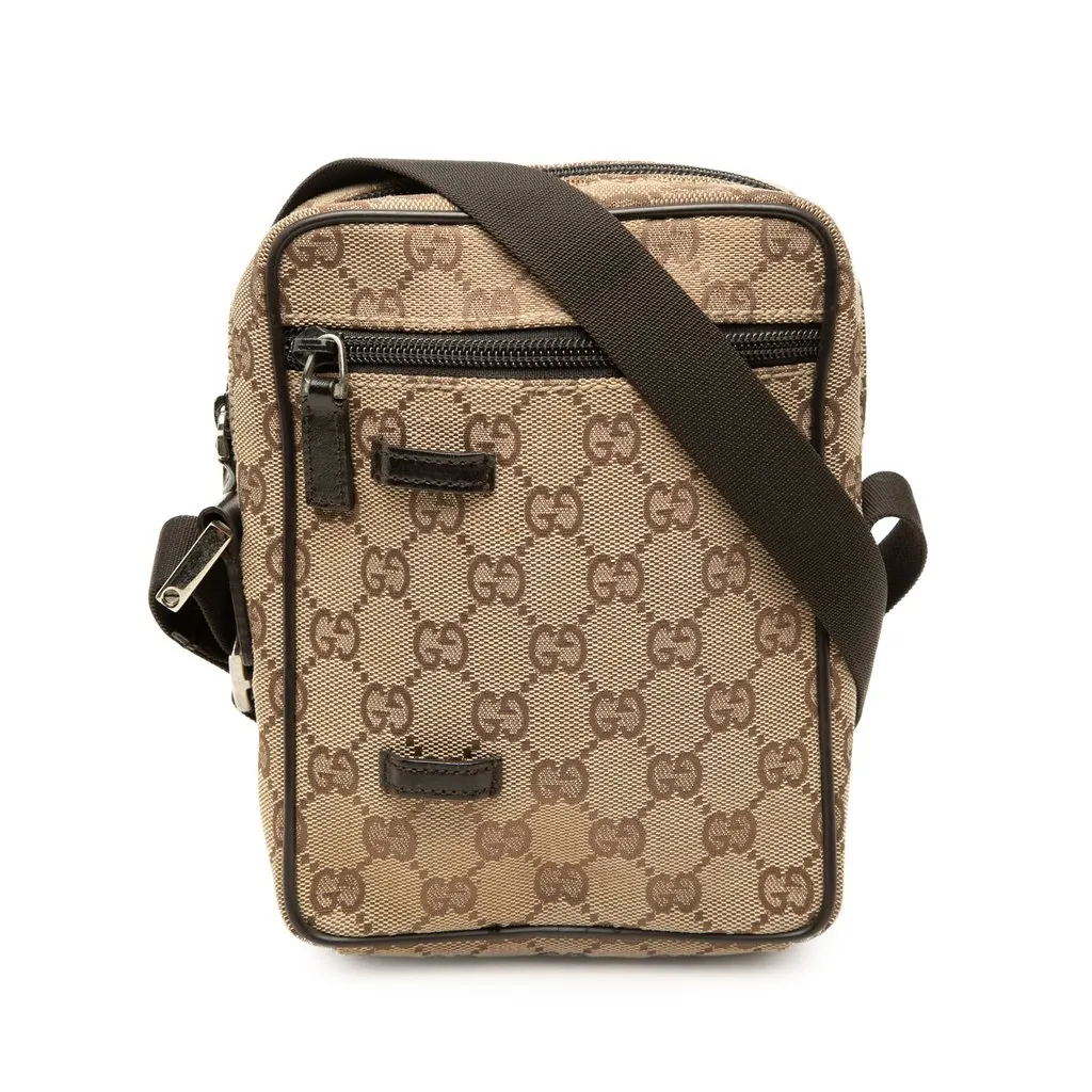 Gucci GG Canvas Crossbody Beige Canvas Good - Front View