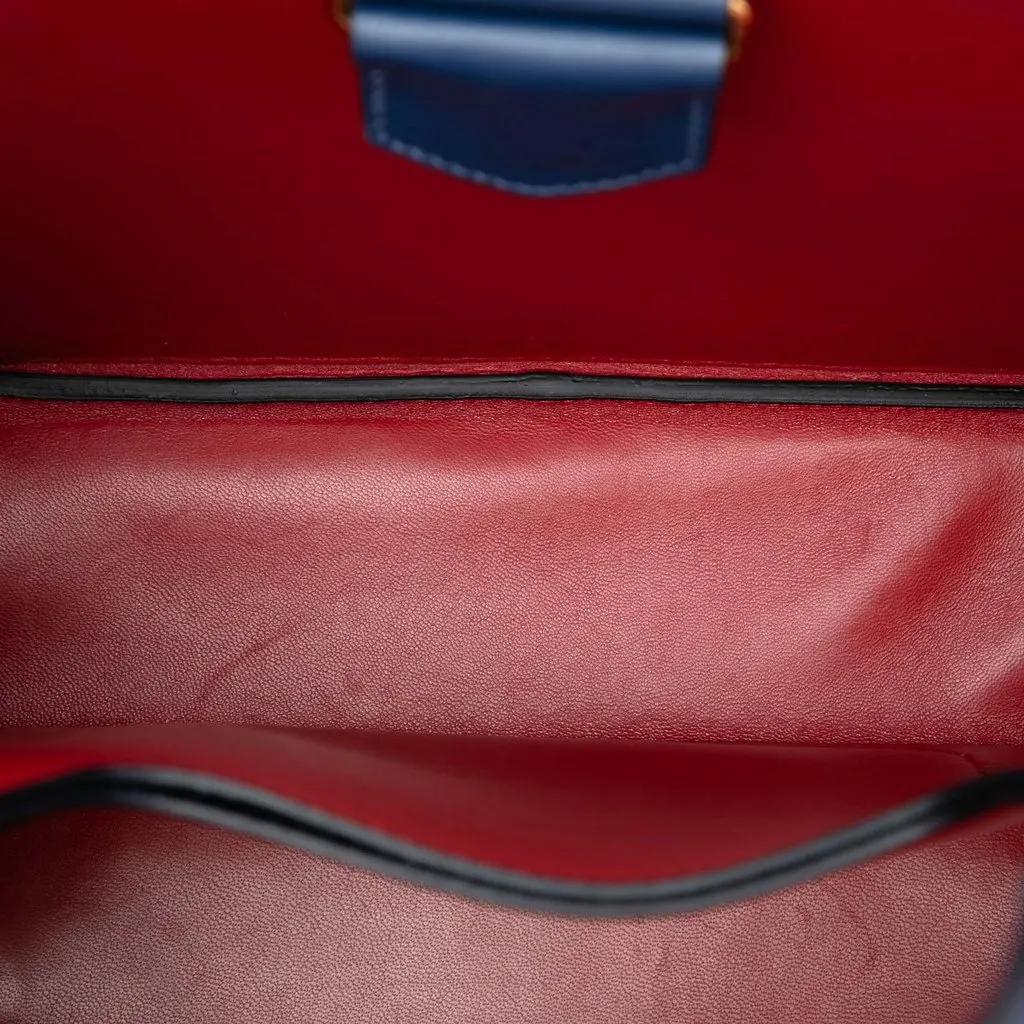 Prada Large Saffiano Cuir Panier Satchel Blue Leather Very good - Model View
