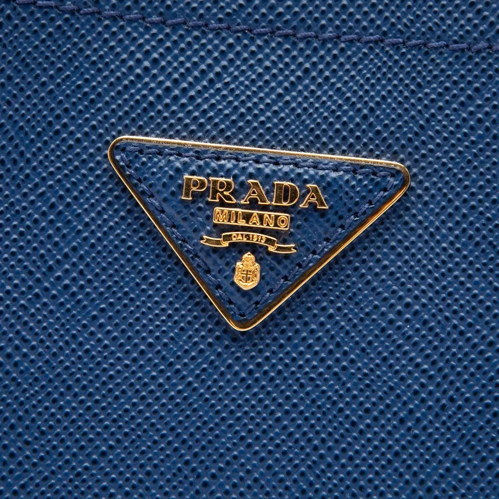 Prada Large Saffiano Cuir Panier Satchel Blue Leather Very good - Box View