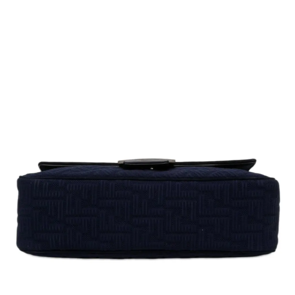 Fendi Large Zucca Embossed Technical Fabric Chain Midi Baguette Blue Polyamide Very good - Inside View