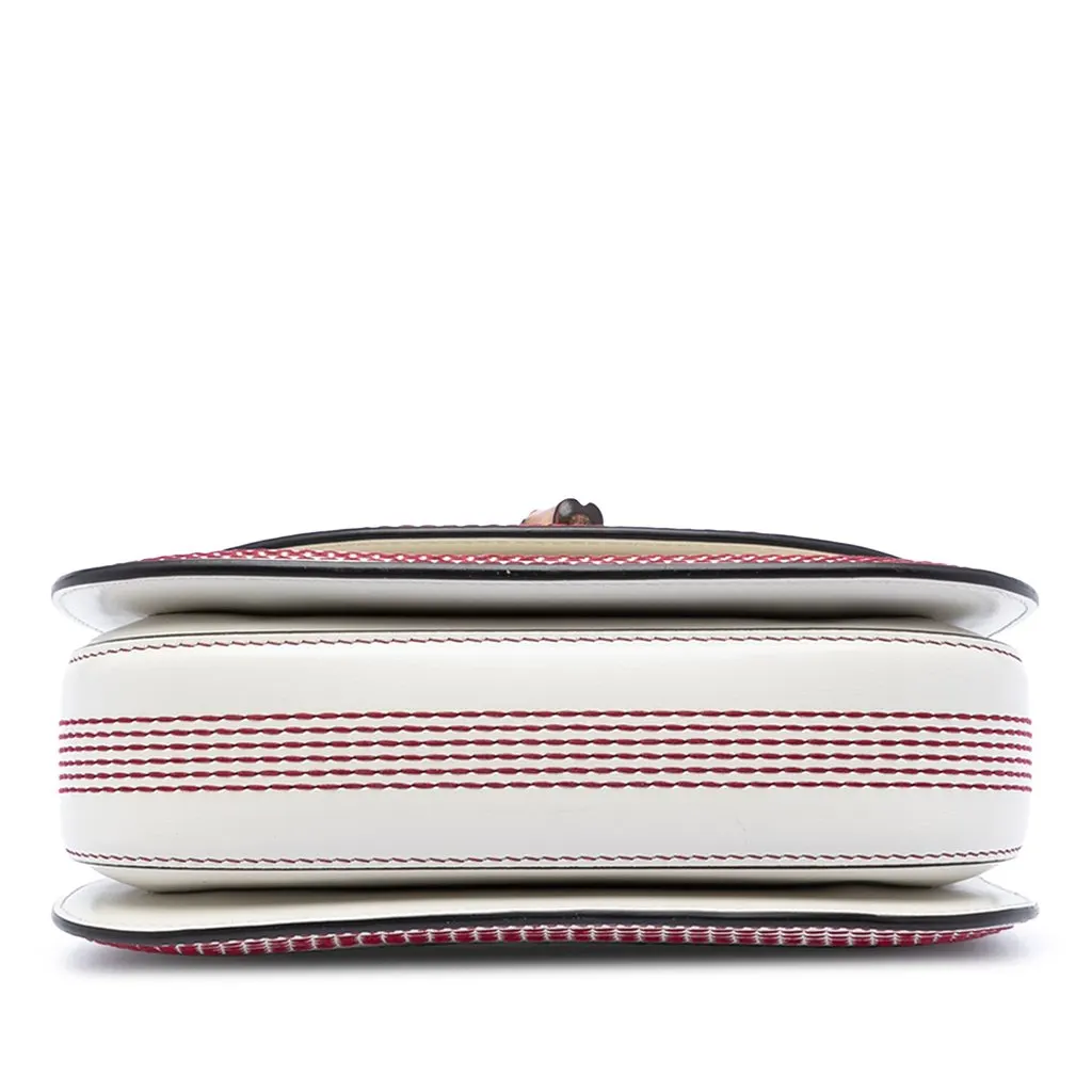 Gucci Small Calfskin Stitched Bamboo 1947 Top Handle Bag White Leather Very good - Inside View