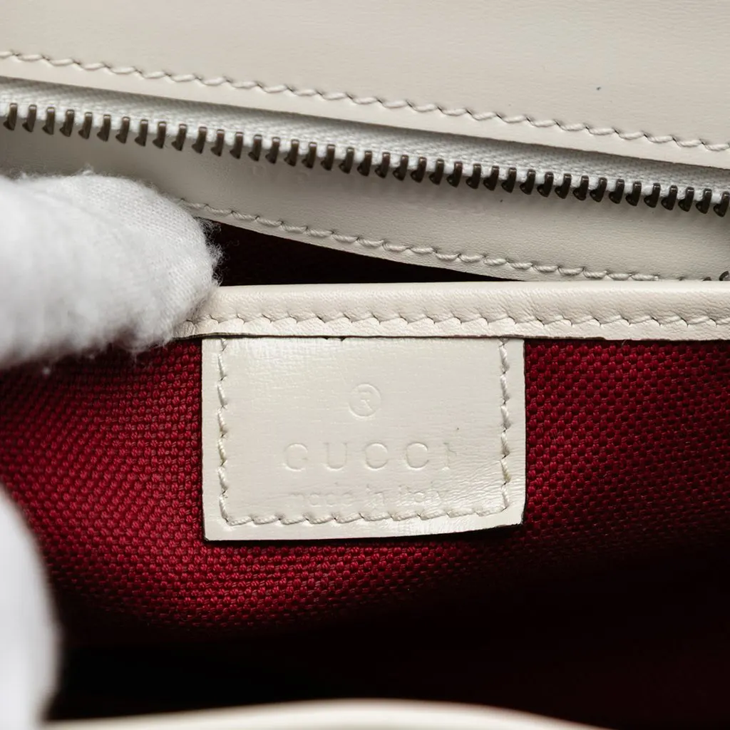 Gucci Small Calfskin Stitched Bamboo 1947 Top Handle Bag White Leather Very good - Box View