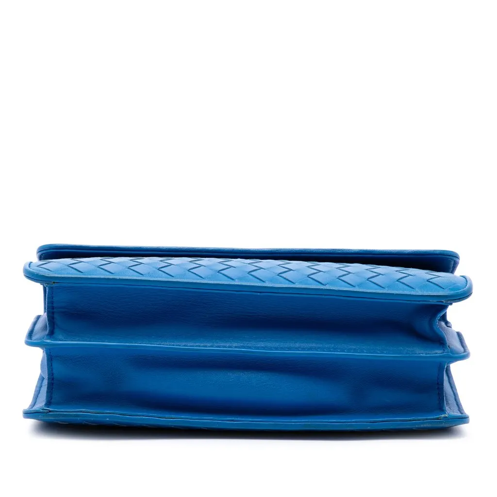 Bottega Veneta Nappa Intrecciato Double Sided Flap Shoulder Bag Blue Leather Very good - Inside View