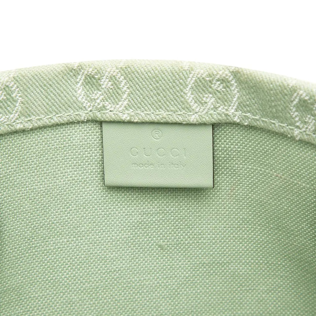 Gucci Large GG Denim Ophidia Tote Green Very good - Box View