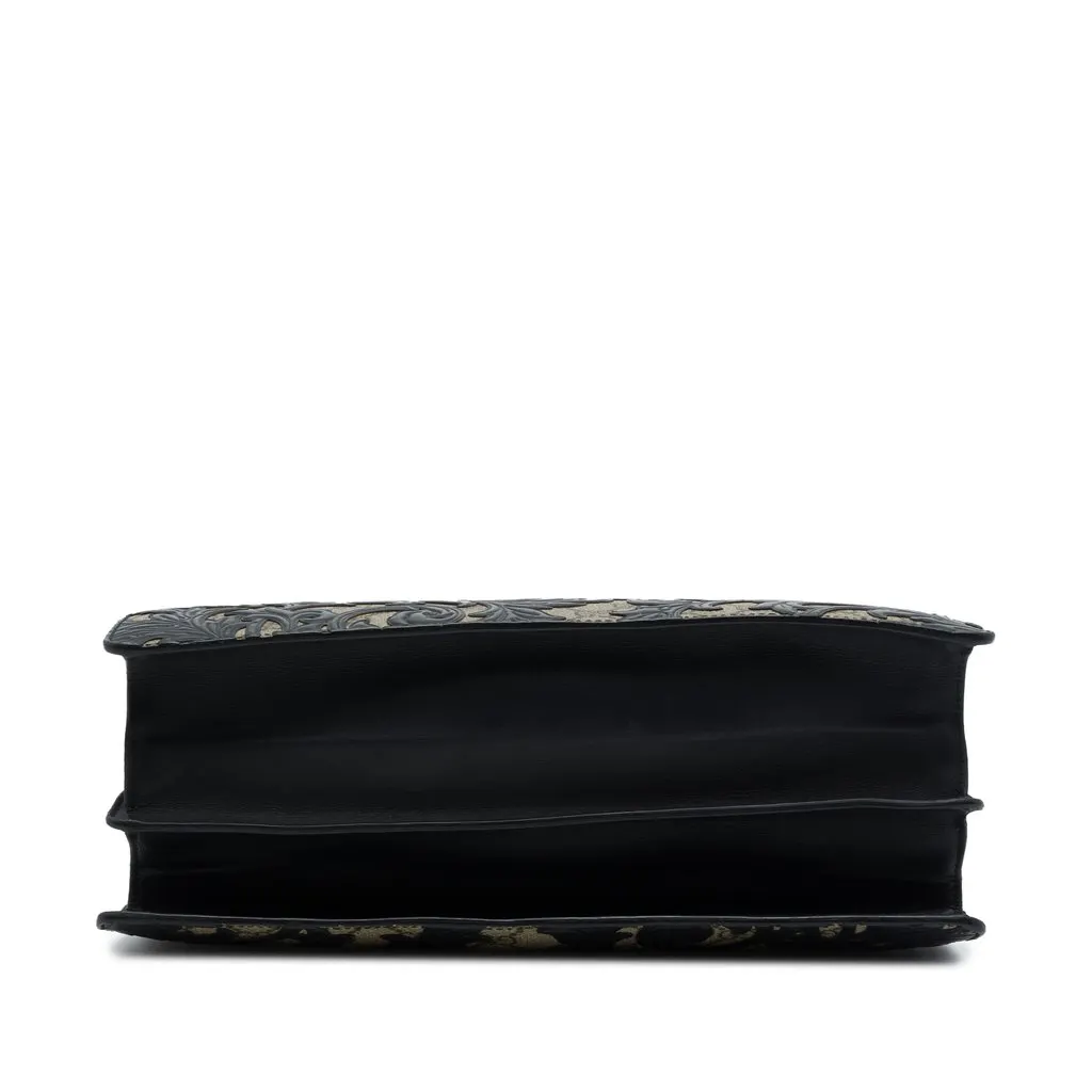 Gucci GG Supreme Arabesque Convertible Top Handle Bag Black Canvas Good - Inside View
