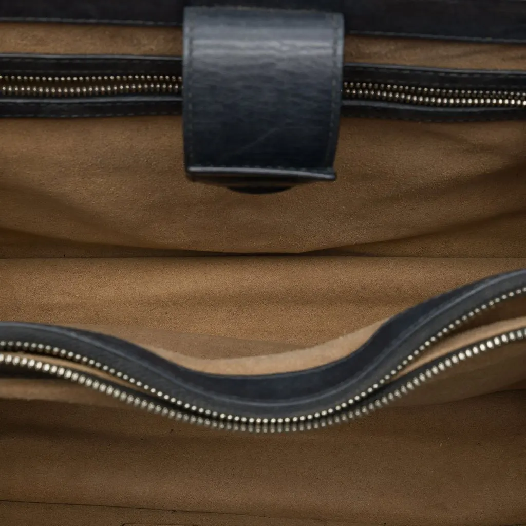 Gucci GG Supreme Arabesque Convertible Top Handle Bag Black Canvas Good - Model View
