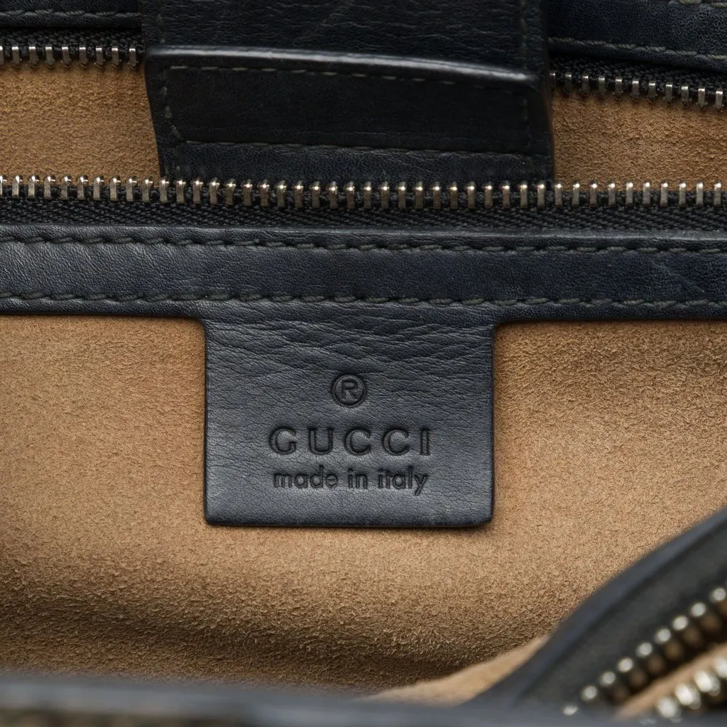 Gucci GG Supreme Arabesque Convertible Top Handle Bag Black Canvas Good - Box View