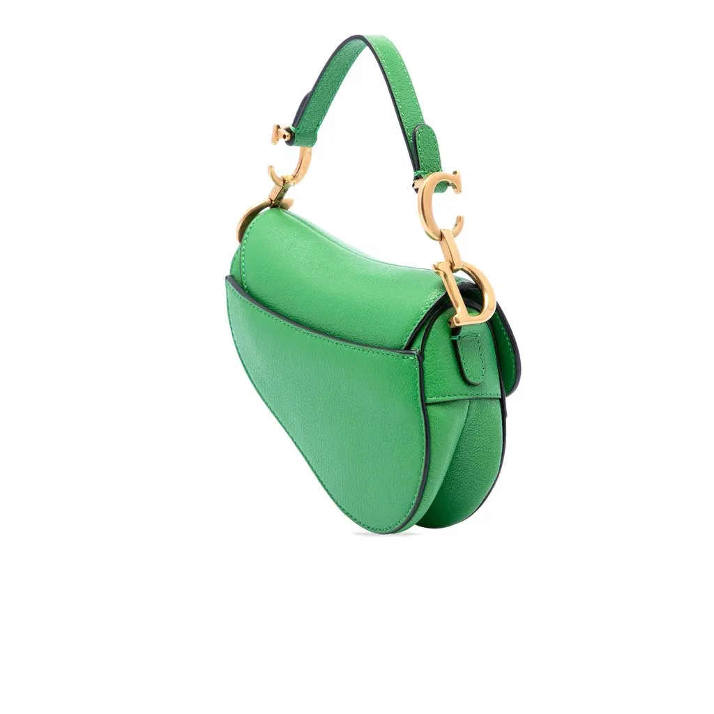 Dior Micro Goatskin Saddle Bag Green Leather Very good - Back View