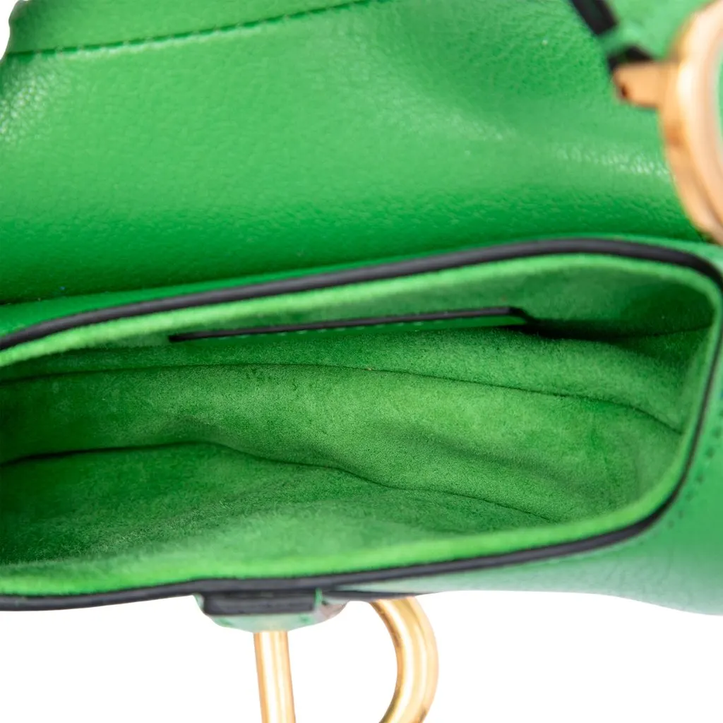 Dior Micro Goatskin Saddle Bag Green Leather Very good - Model View