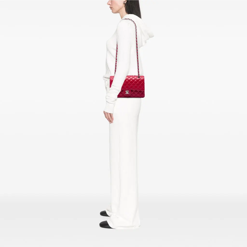Chanel Medium Classic Caviar Double Flap Red Leather Very good - Box View