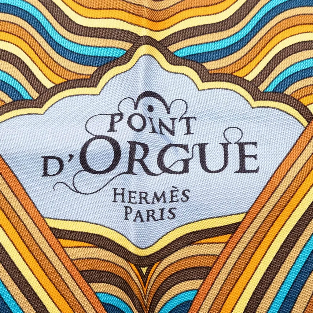 Hermès Point d Orgue Silk Scarf 90 Blue Silk Very good - Inside View