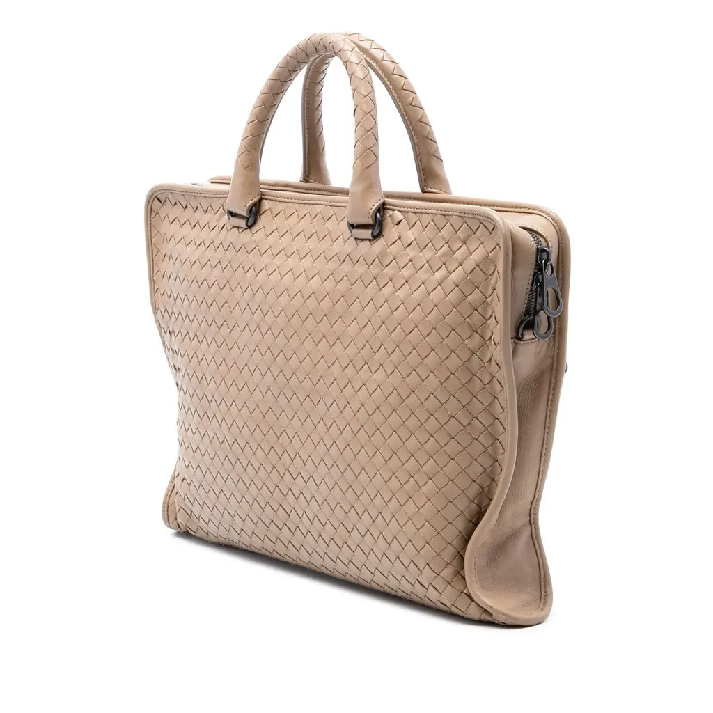 Bottega Veneta Nappa Intrecciato Business Bag Brown Leather Very good - Back View