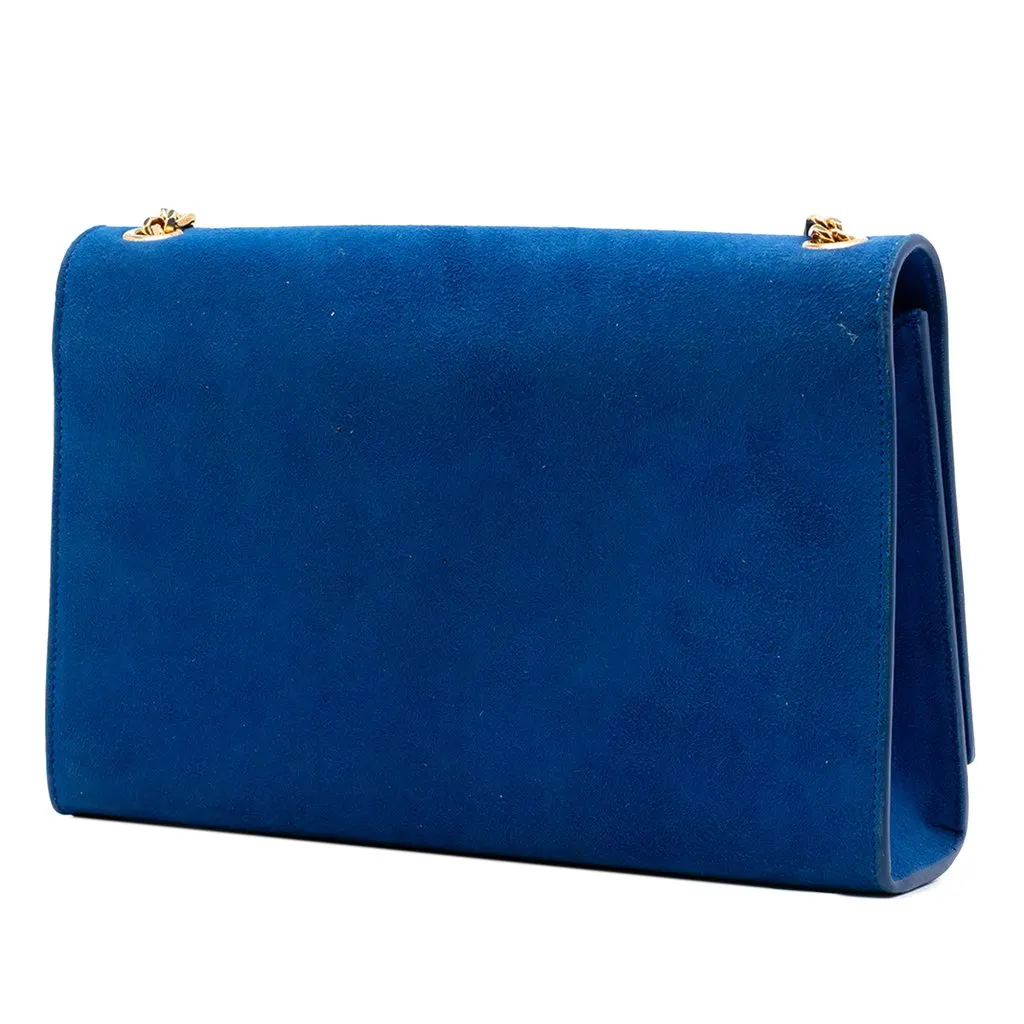 Saint Laurent Medium Suede Monogram Kate Tassel Crossbody Blue Leather Very good - Back View