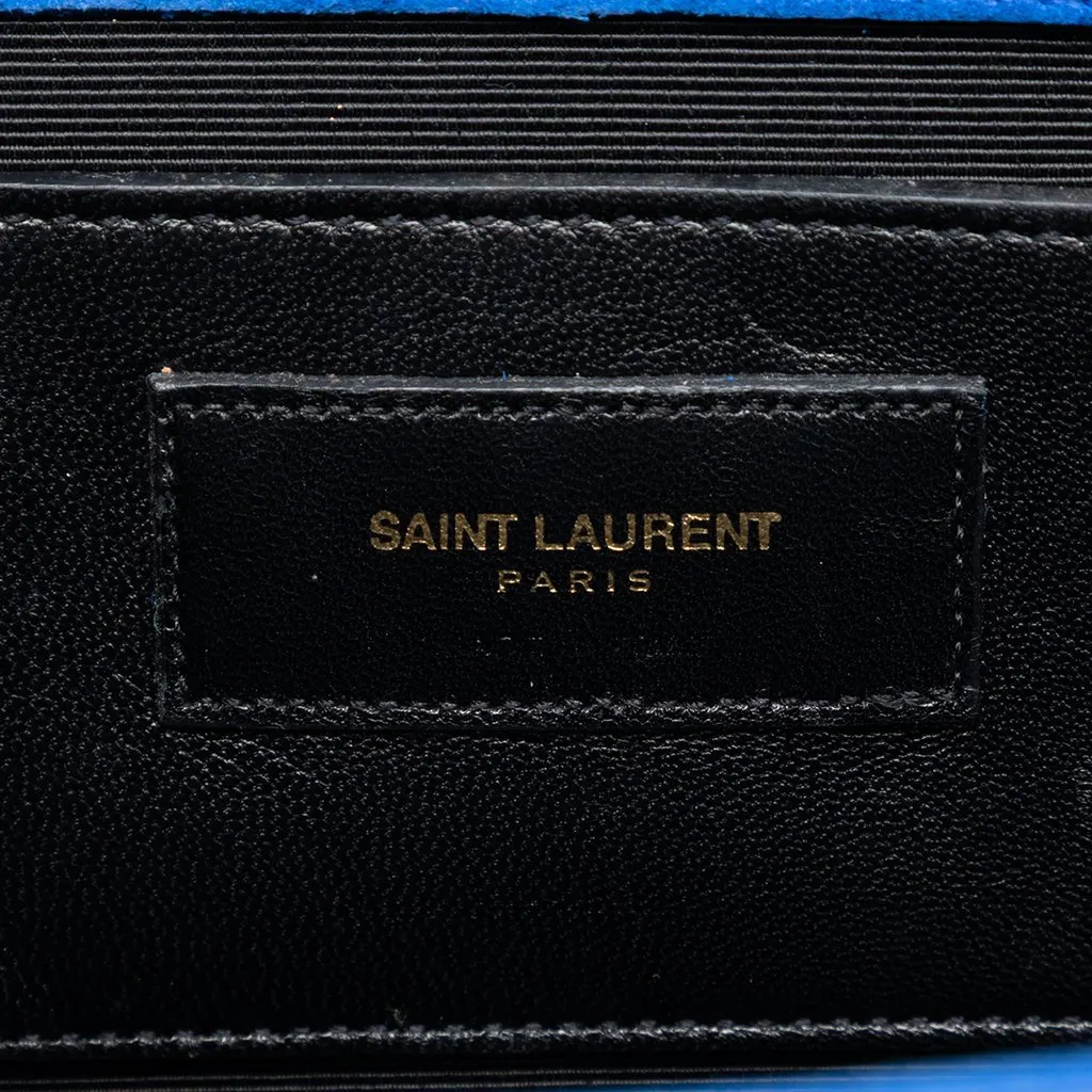 Saint Laurent Medium Suede Monogram Kate Tassel Crossbody Blue Leather Very good - Box View