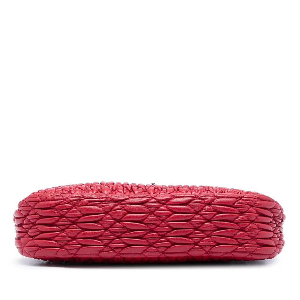Miu Miu Matelasse Nappa Crystal Chain Crossbody Red Leather Good - Inside View