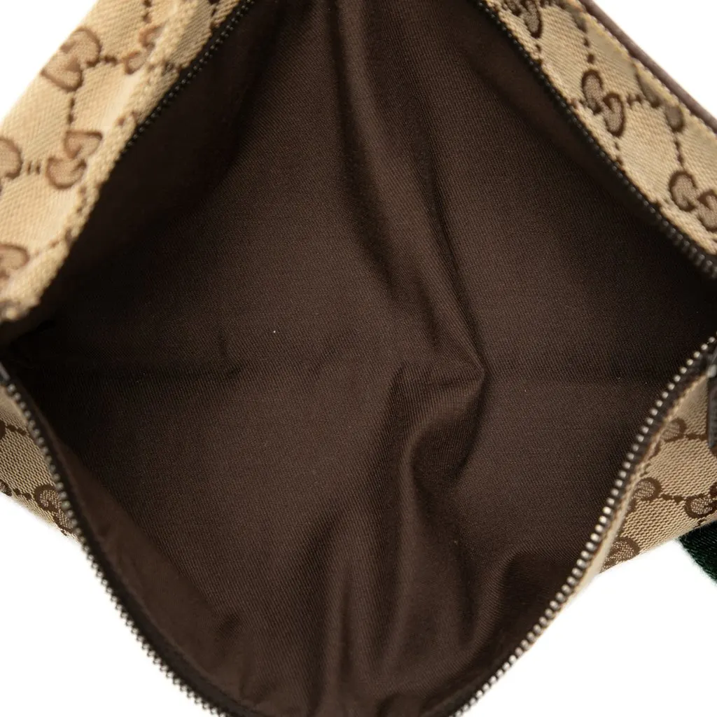Gucci GG Canvas Web Double Pocket Belt Bag Beige Very good - Model View