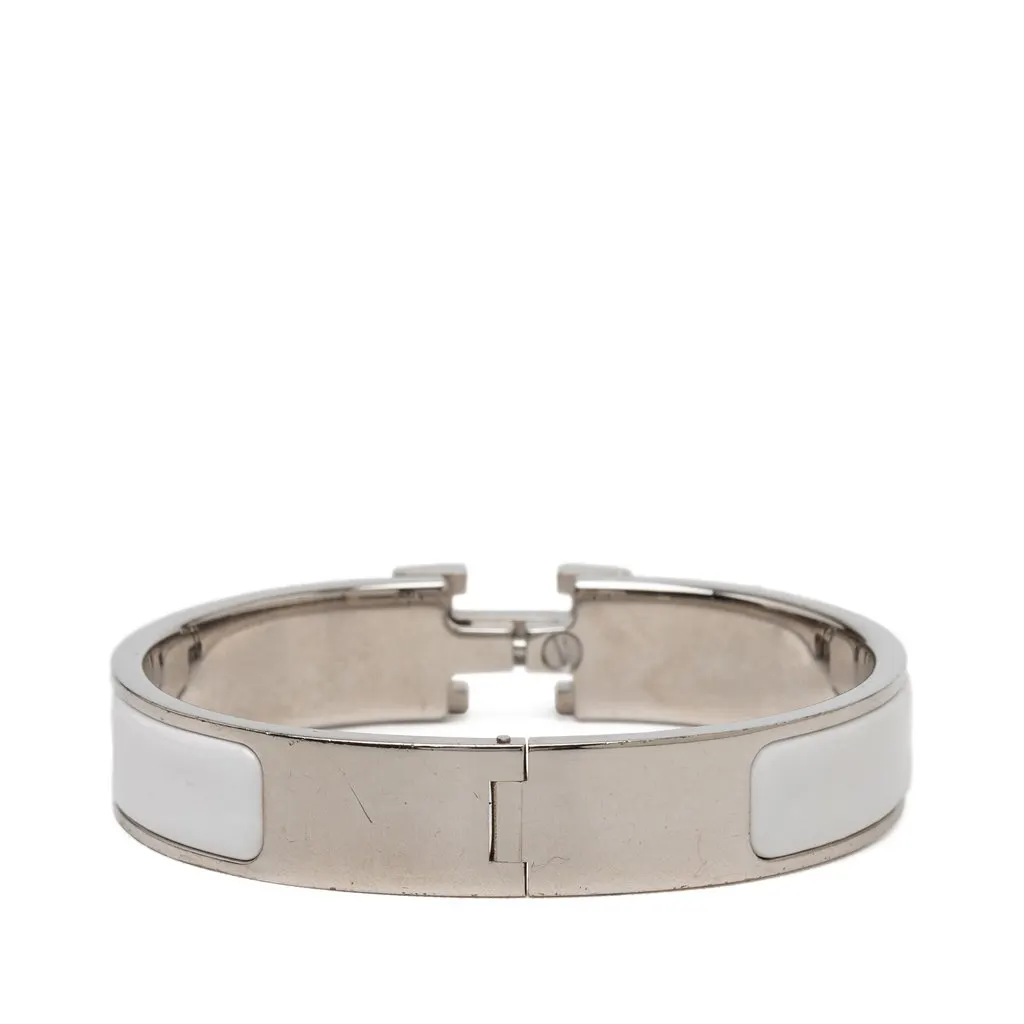 Hermès Narrow Enamel Clic H Bracelet PM White Very good - Inside View