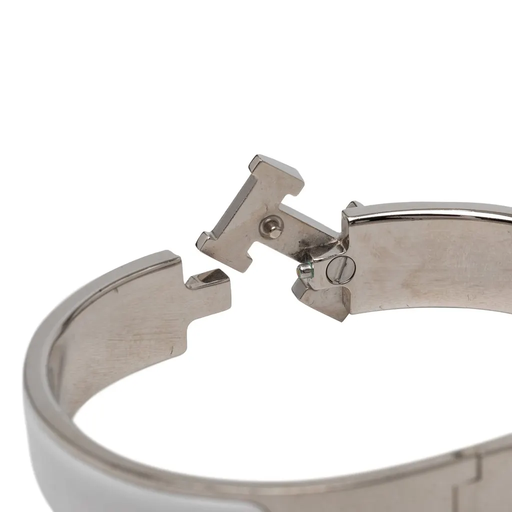 Hermès Narrow Enamel Clic H Bracelet PM White Very good - Box View
