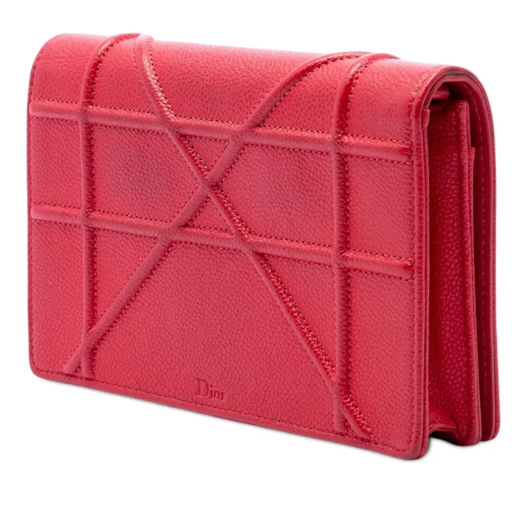 Dior Grained Calfskin Diorama Wallet on Chain Red Leather Very good - Back View