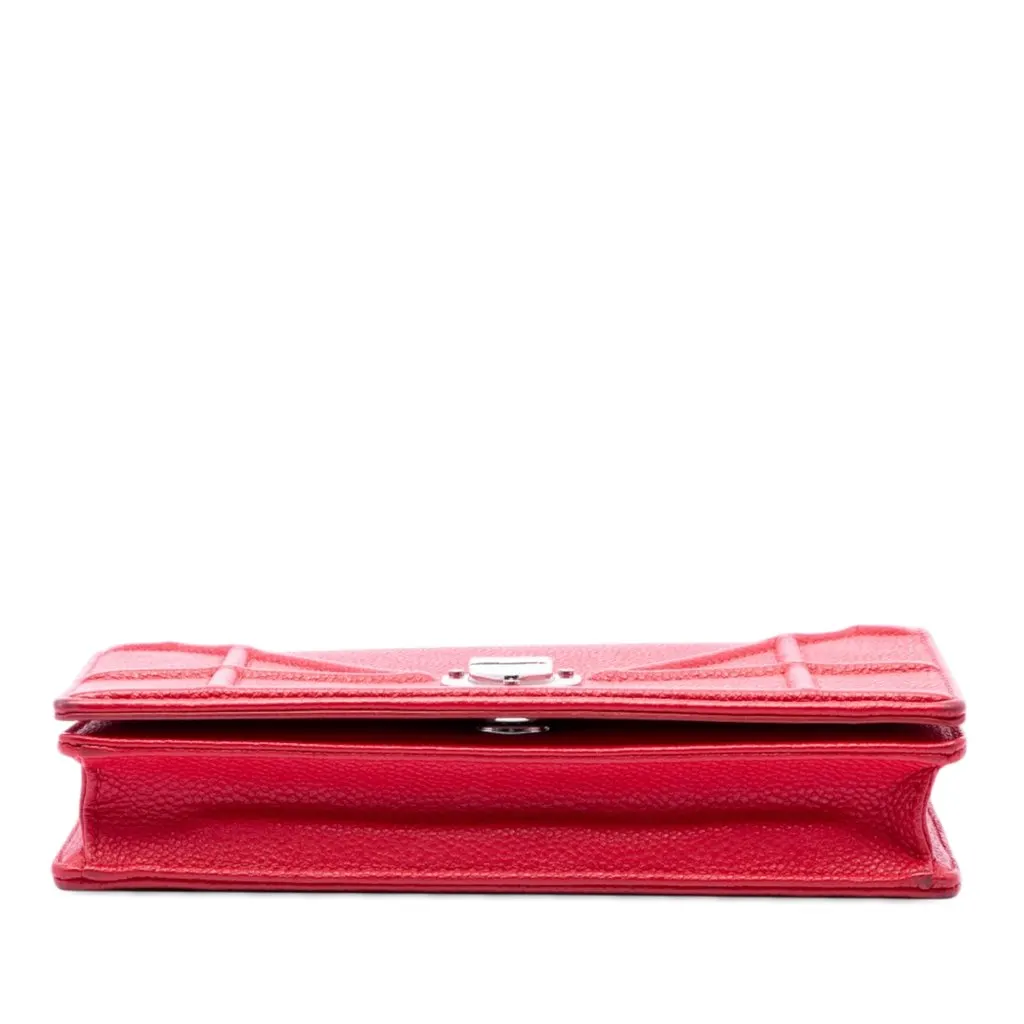 Dior Grained Calfskin Diorama Wallet on Chain Red Leather Very good - Inside View