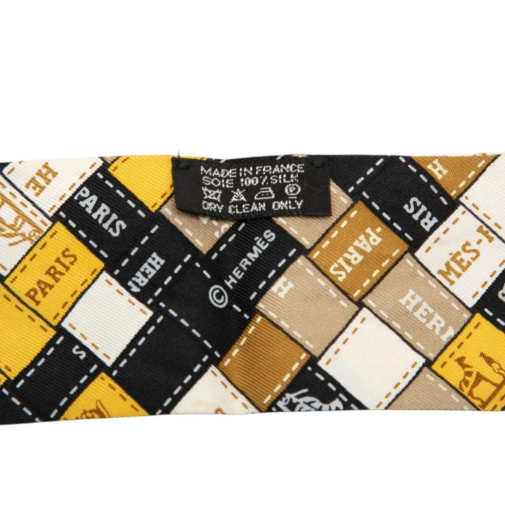 Hermès Bolduc au Carre Silk Twilly Scarf Yellow Silk Very good - Inside View