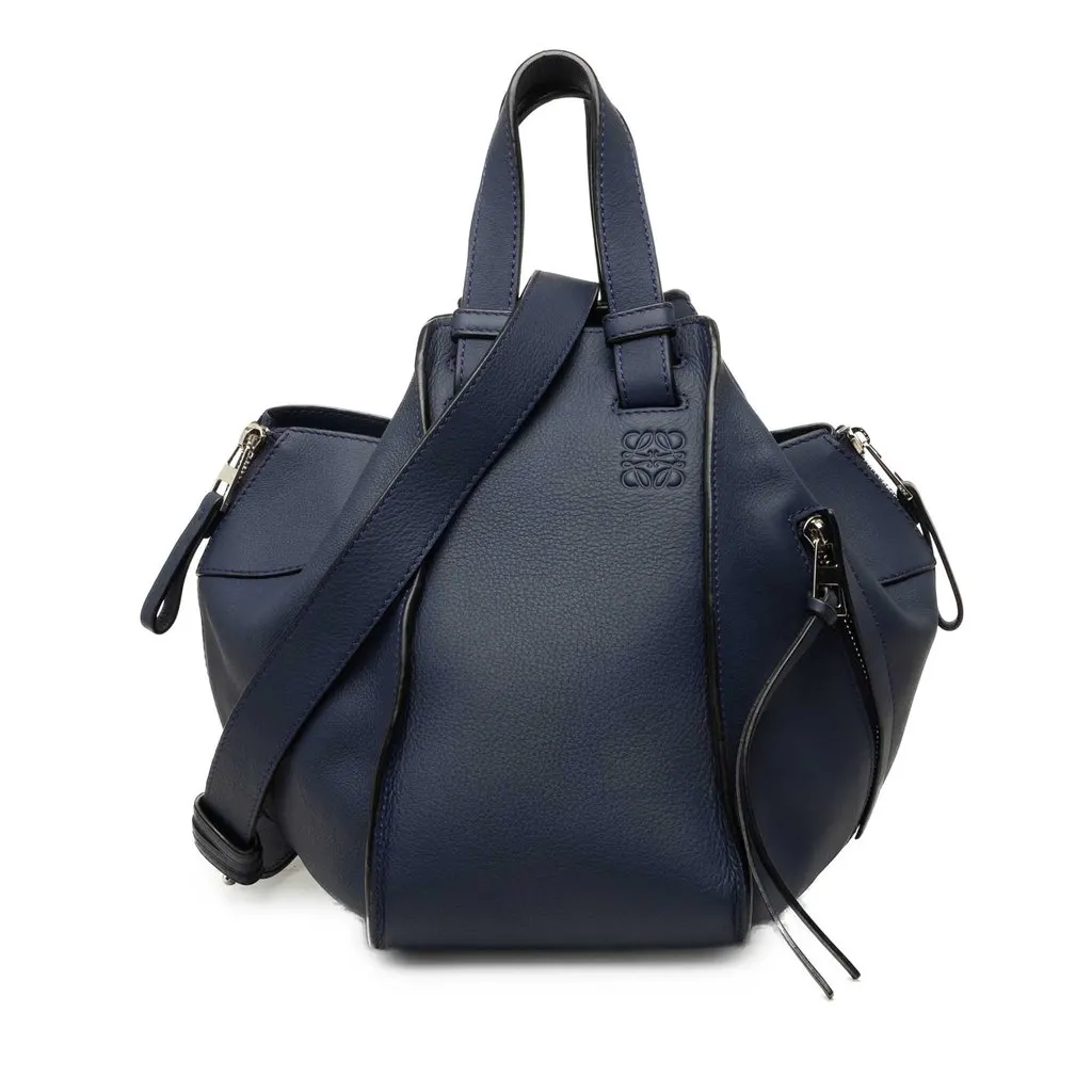 Loewe Small Soft Grained Calfskin Hammock Bag Blue Leather Good - Front View