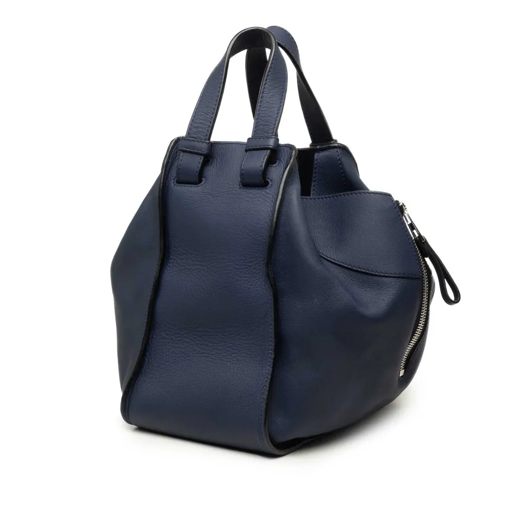 Loewe Small Soft Grained Calfskin Hammock Bag Blue Leather Good - Back View