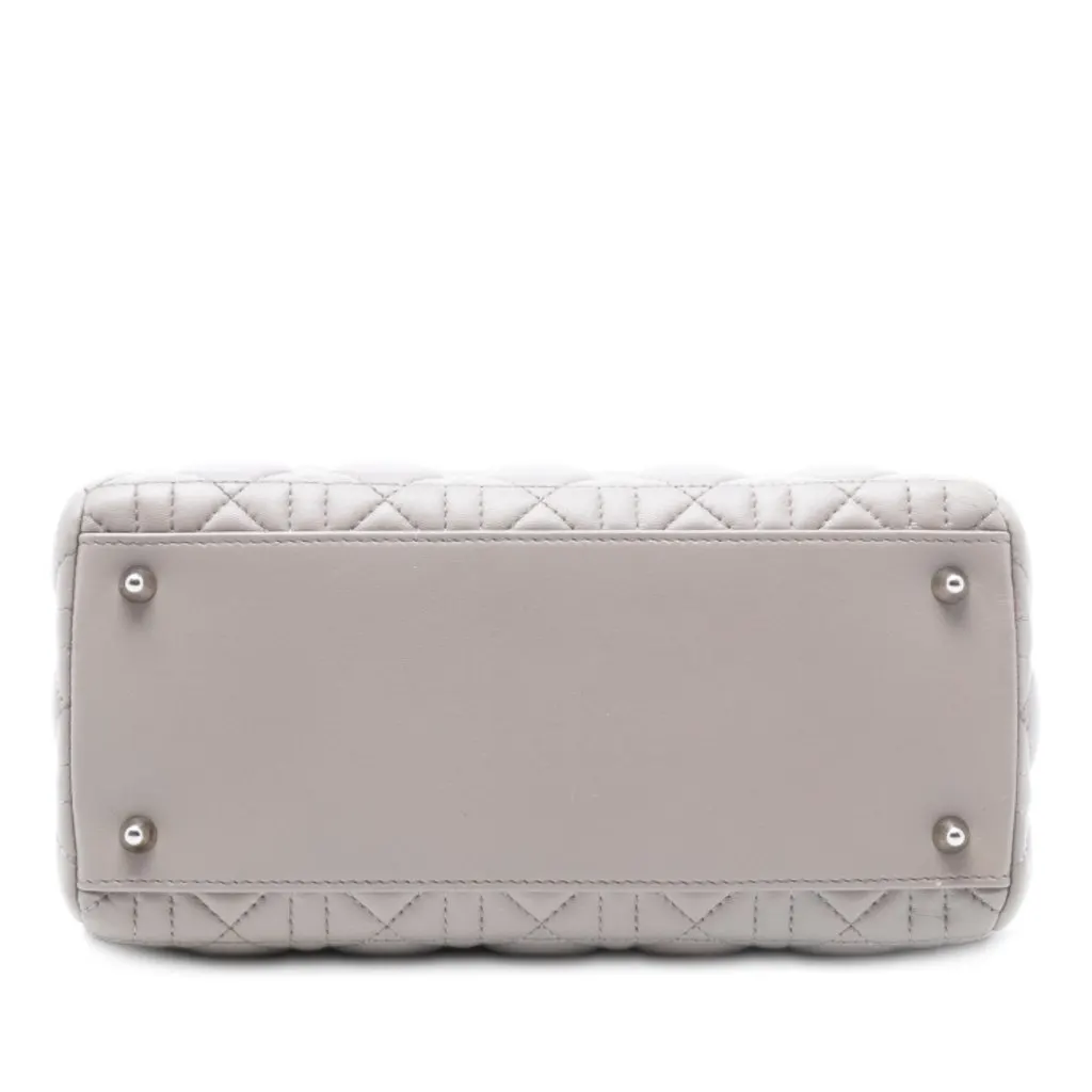 Dior Medium Lambskin Cannage Ruffle Lady Dior Silver Leather Very good - Inside View