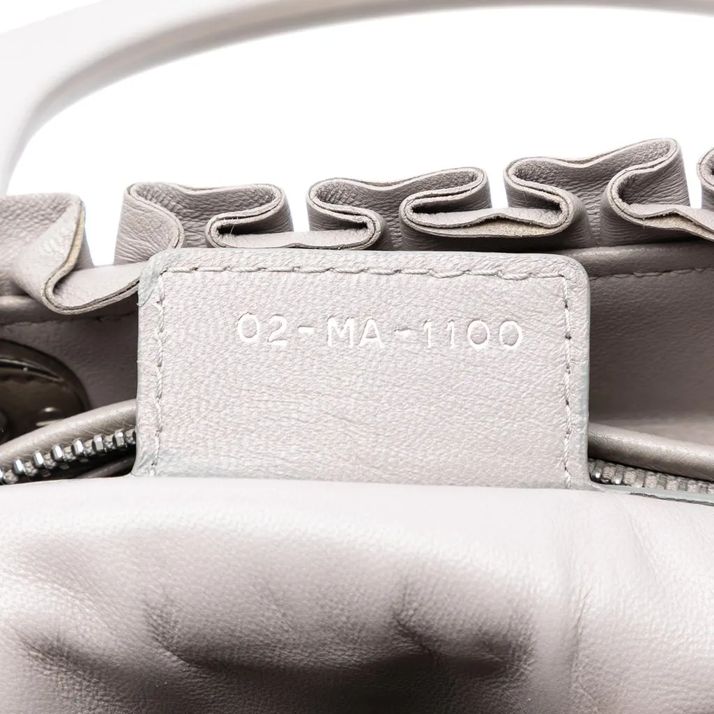 Dior Medium Lambskin Cannage Ruffle Lady Dior Silver Leather Very good - Box View